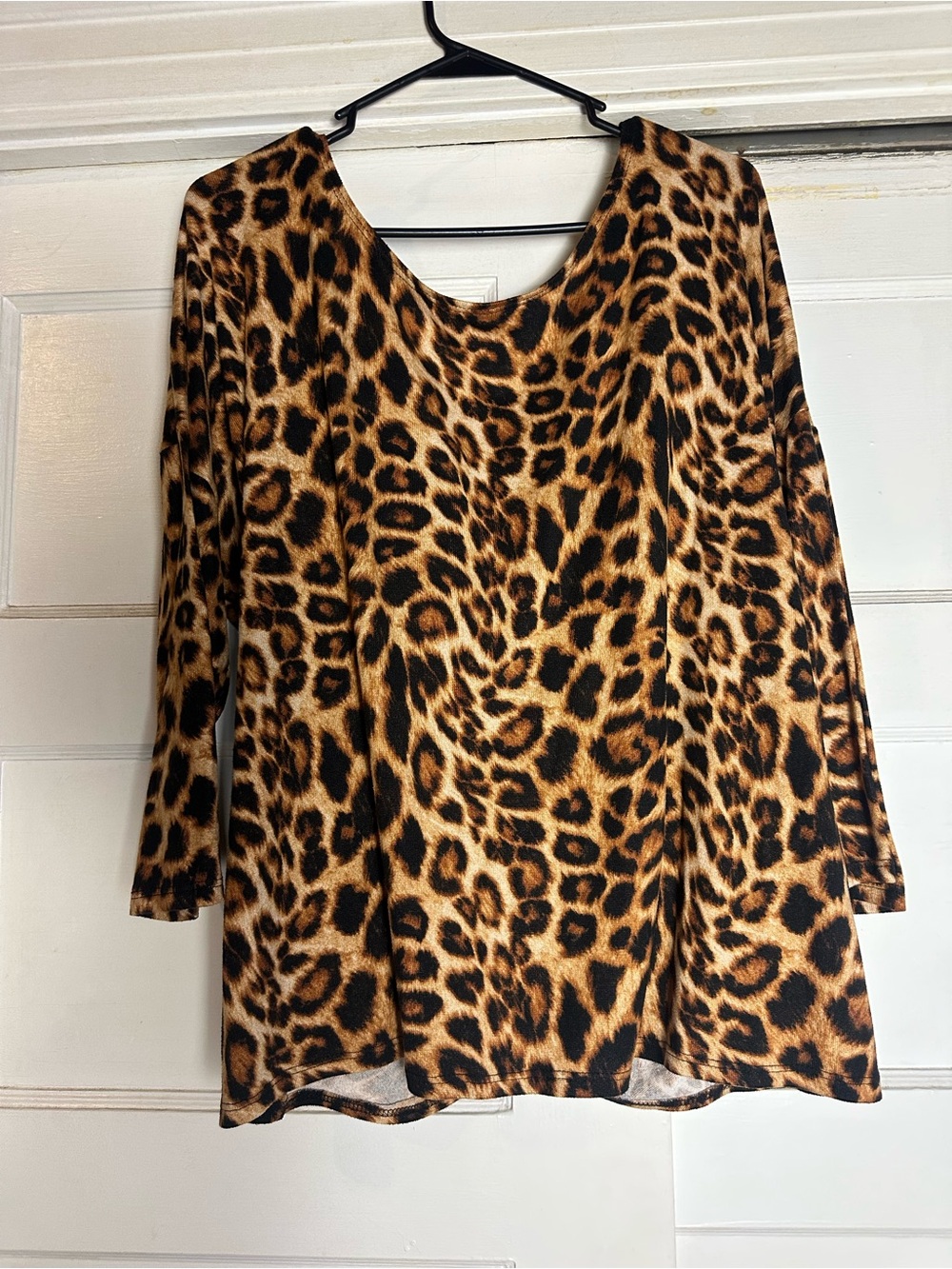 Leopard Print Long Sleeve Women's Top - Brown